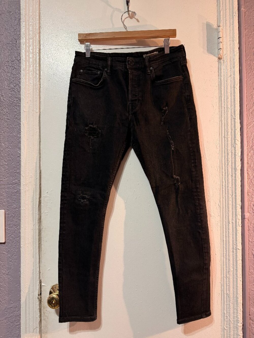 All Saints distressed black Cigarette skinny jeans 32 waist